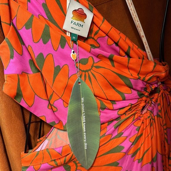 Pink Copacabana Viscose Cut Out Midi Dress Farm Rio - Picture 3 of 3